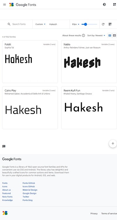 Personal selection of typographies from Google Fonts